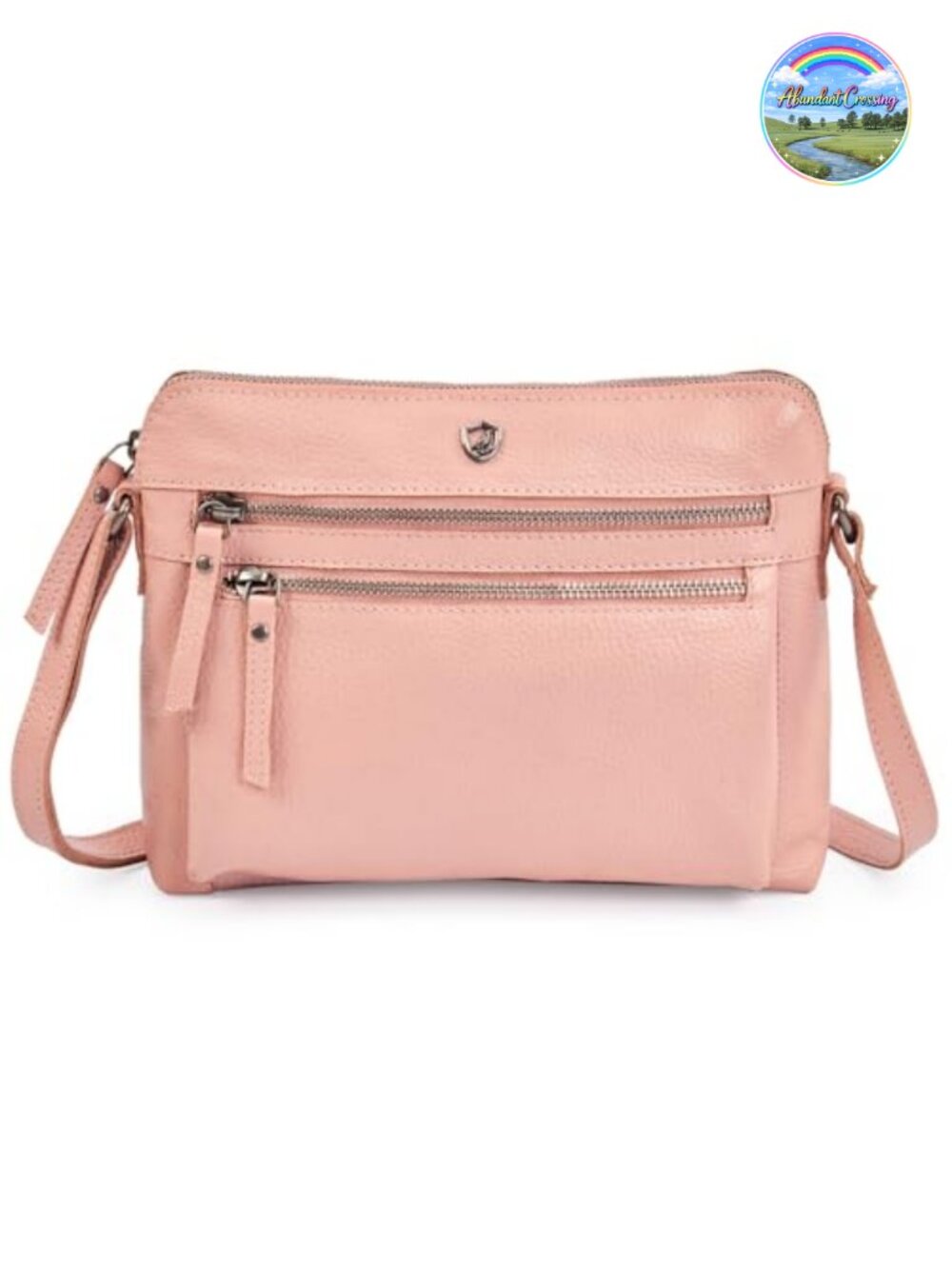 Genuine Nappa Leather Crossbody Bag Multi Zip Pocket Travel Purse